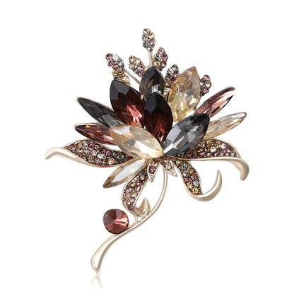 Broche Bouquet Main Cristal Verre Luxe – Pin's Fleur Casual Soirées Mariage Unisexe