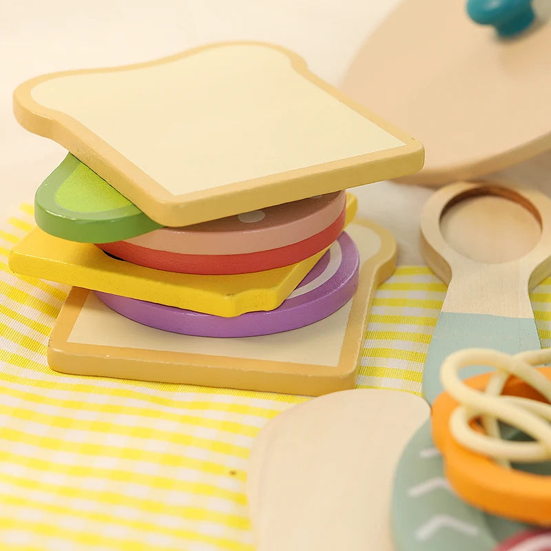 Cuisine Jouet en Bois Éducatif - Set Complet Casseroles et Aliments pour Jeu de Rôle 3-6 Ans
