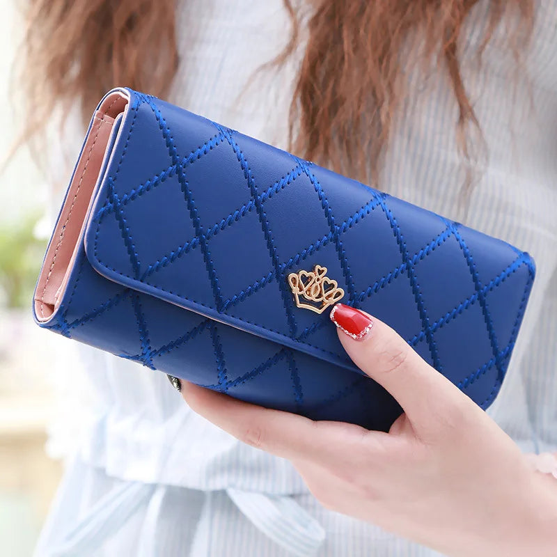 Portefeuille Long Femme Rose Carreaux - Porte-Monnaie Téléphone Hasp Mignon