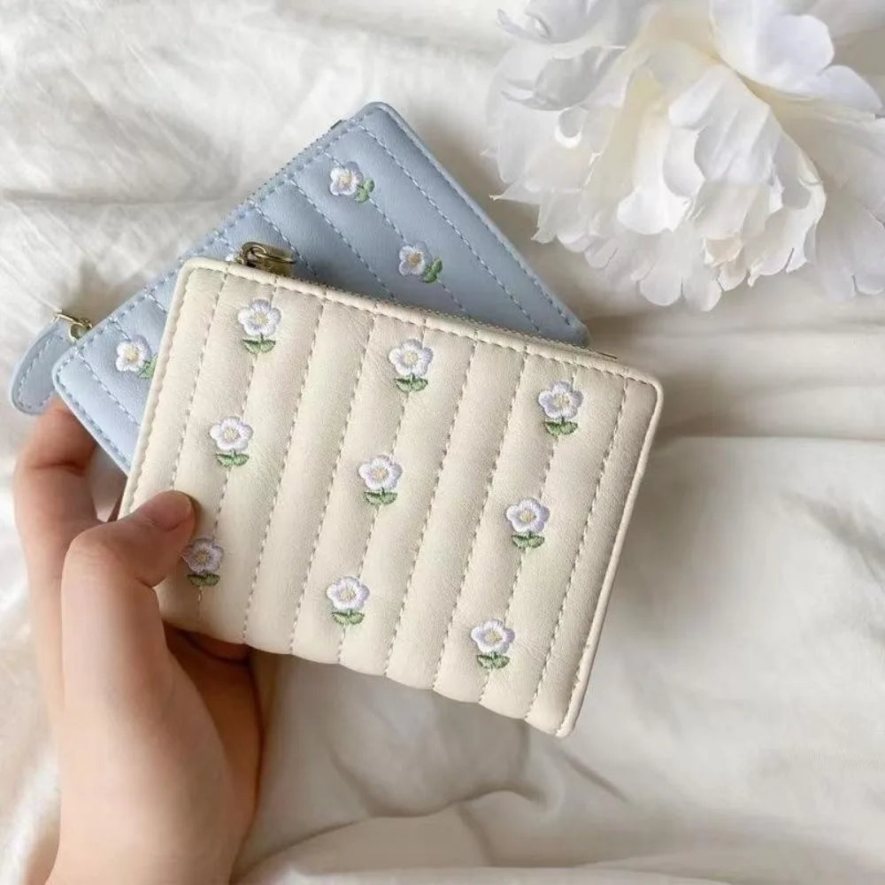 Portefeuille Femme Mini Cute Cuir PU Court - Porte-Monnaie Fashion Coin Money Bag Grande Capacité Blanc