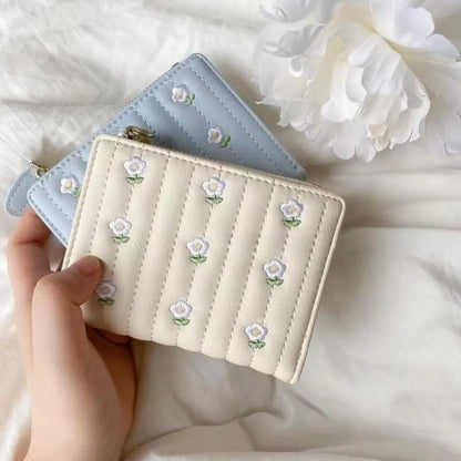 Portefeuille Femme Mini Cute Cuir PU Court - Porte-Monnaie Fashion Coin Money Bag Grande Capacité Blanc