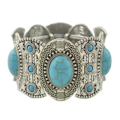 Bracelet Jonc Ethnique Tribal Turquoise - Inspiration Indienne et Africaine