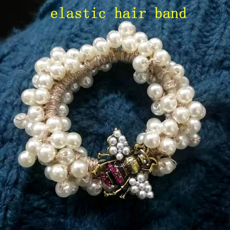 Bracelet Perle Abeille Élastique Luxe Fait Main – Bangle Pierre Semi-Précieuse Soirées Femme