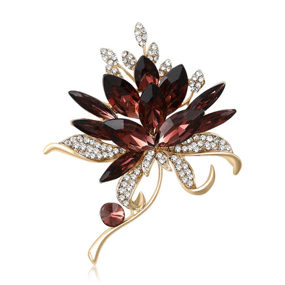 Broche Bouquet Main Cristal Verre Luxe – Pin's Fleur Casual Soirées Mariage Unisexe