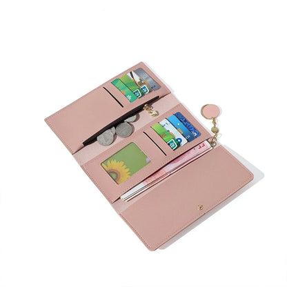 Portefeuille Long Femme Tri-Fold Cuir PU - Clutch Multi-Fonctions Porte-Cartes
