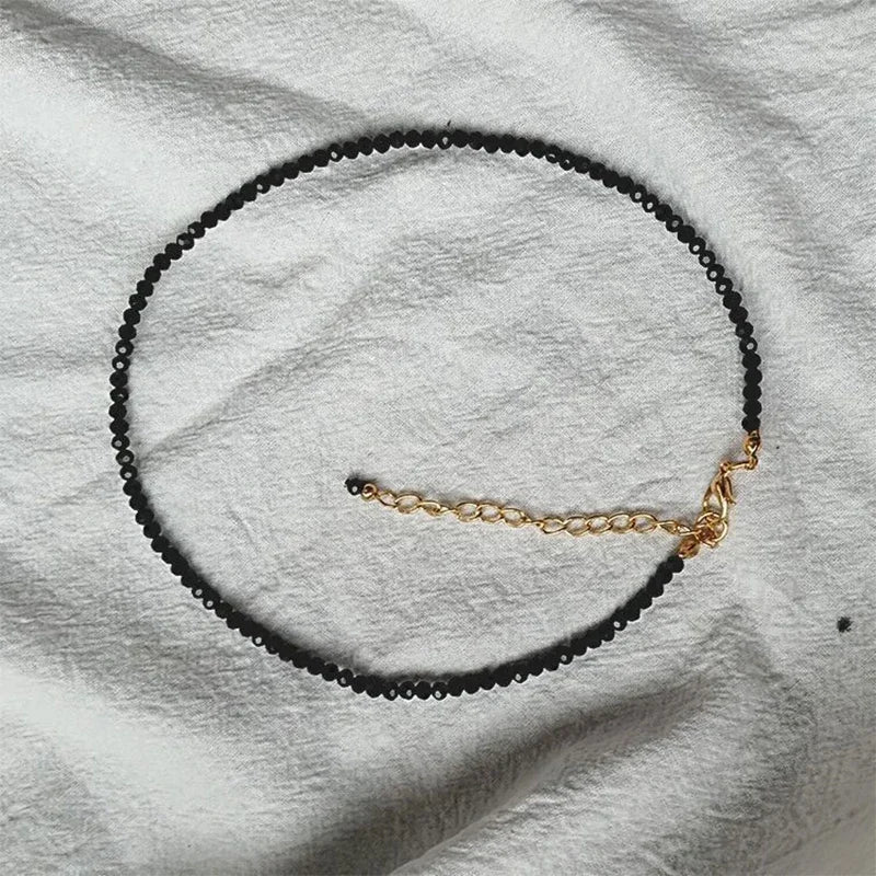 Collier Choker Perles Noires Minimaliste - Ras-du-Cou Court Élégant