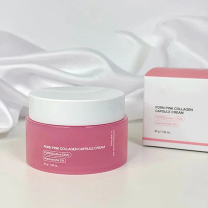 Crème Capsule Collagène Rose PDRN Coréenne 55g - Niacinamide Teint Irrégulier Hydratant Léger Non-Gras