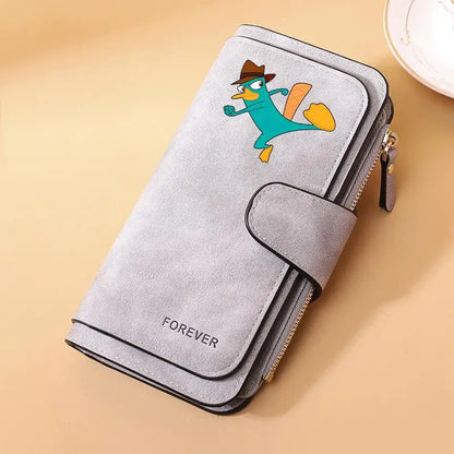 Portefeuille Long Phineas et Ferb Cuir PU - 15 Porte-Cartes Zip pour Enfants