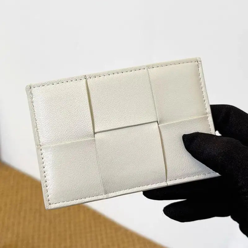 Portefeuille Femme Bifold Cuir Véritable Tissé - Petit Porte-Monnaie Zip Design