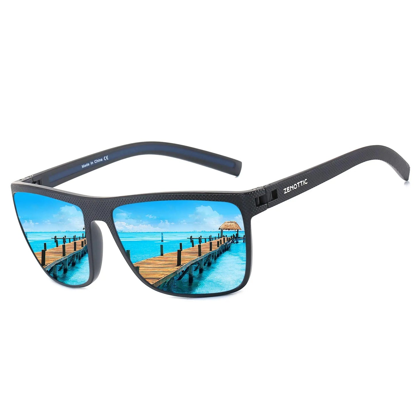 ZENOTTIC Lunettes de Soleil Polarisées Carrées — TR-90 Léger, UV400, Unisexe
