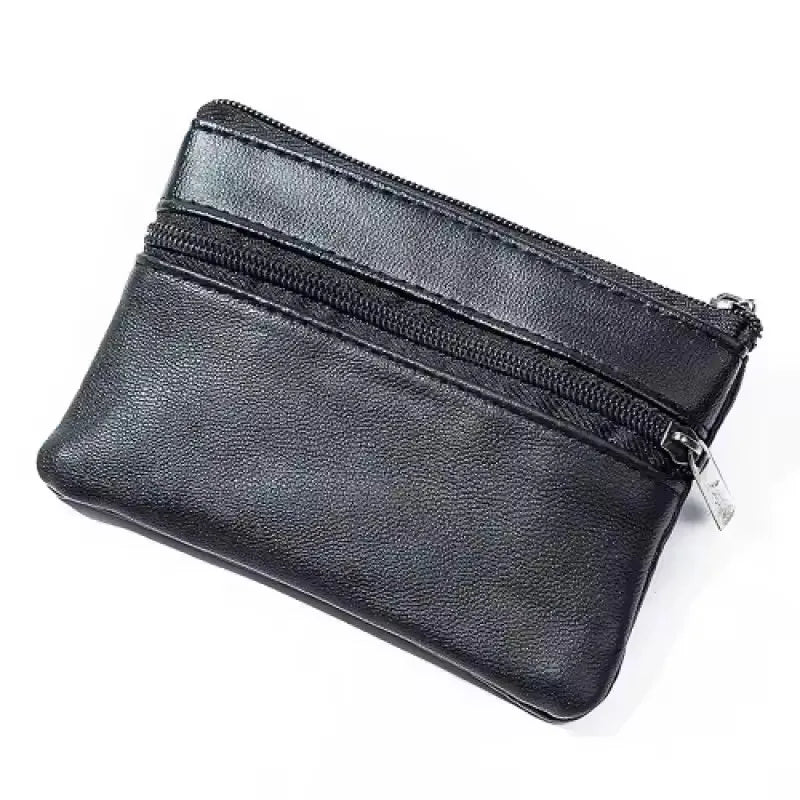 Porte-Monnaie Cuir Compact avec Porte-Clés - Mini Portefeuille Zippé Homme Femme Enfant