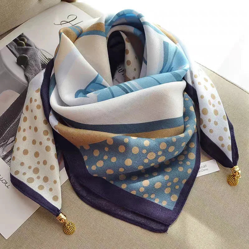 Luxury Square Scarf with Magnetic Buckle for Women - Versatile Fashion Pendant Scarf