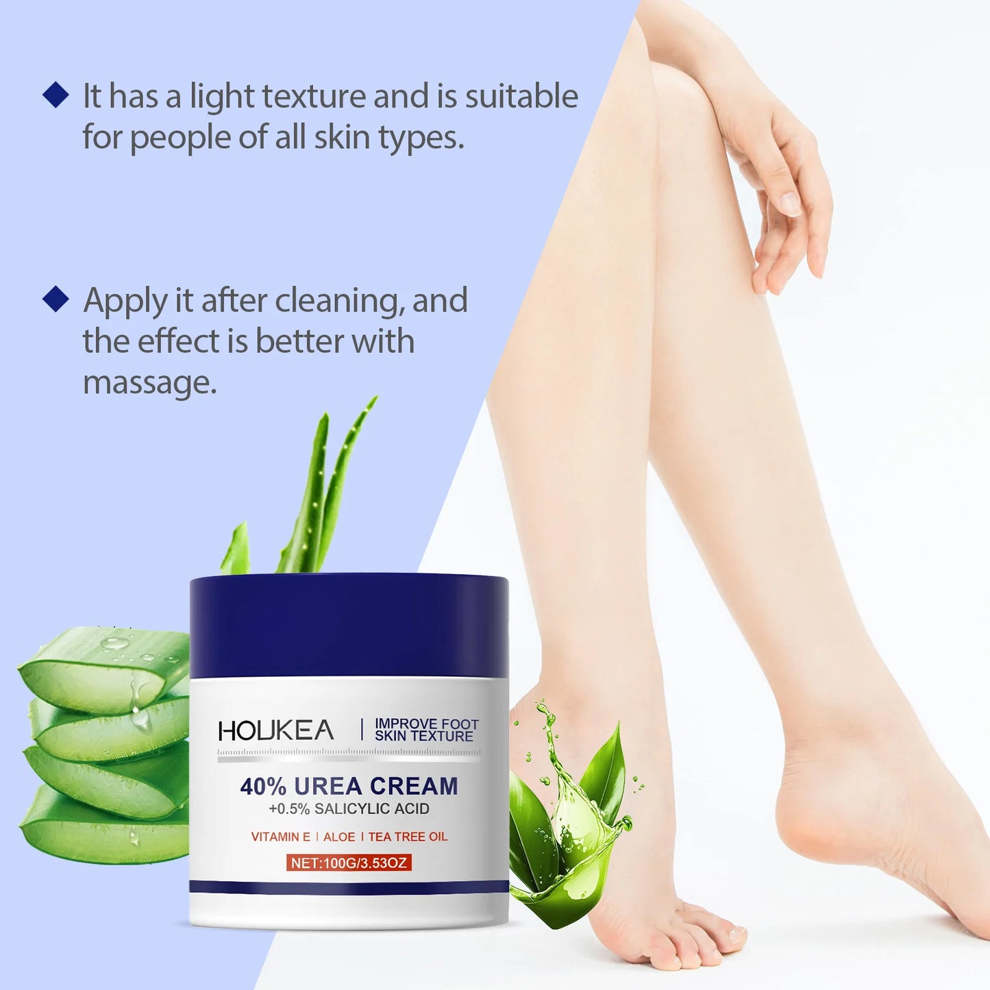 Crème Pieds Urée 40% + Acide Salicylique 0.5% 2pcs - Talons Fissurés Callosités Exfoliante Hydratante