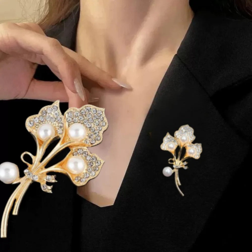 Broche Cœur Amour Perle Fleur Tulipe Luxe – Pin's Corsage Alliage Élégant Mariage Femme