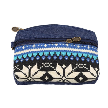 Porte-Monnaie Ethnique en Coton - Pochette Double Zip pour Femme et Enfant