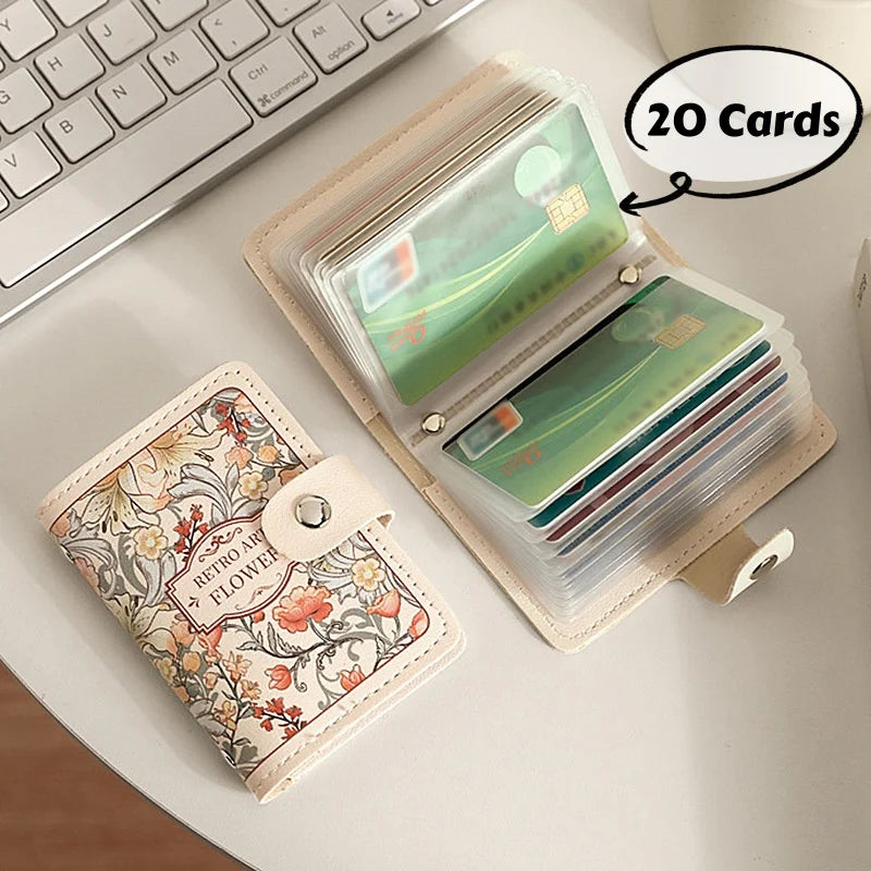 Portefeuille Femme 20 Poches Cartes Cuir PU - Porte-Cartes Étanche Grande Capacité
