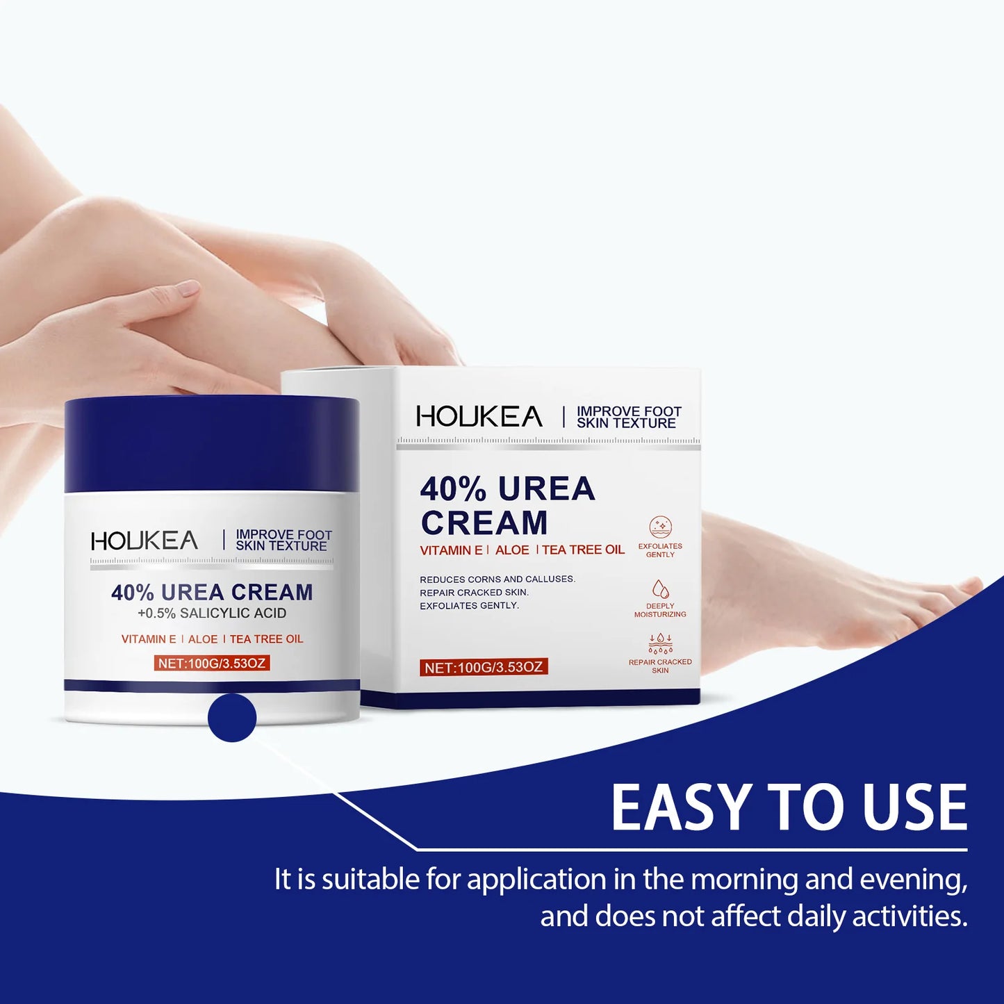 Crème Pieds Urée 40% + Acide Salicylique 0.5% 2pcs - Talons Fissurés Callosités Exfoliante Hydratante
