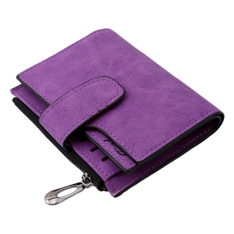 Portefeuille Femme Court Cuir PU Pliable Gris - Porte-Carte Porte-Monnaie Portable Lady Coin Purse