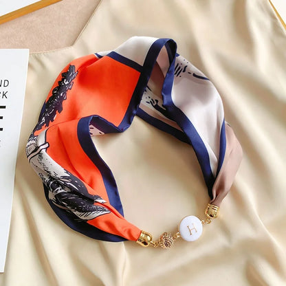 Women's Square Scarf with Magnetic Buckle - Versatile Summer Luxury Scarf/Necklace