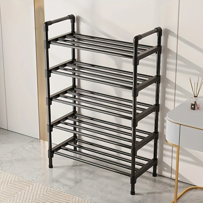 Range-Chaussures Multi-Niveaux en Métal - Organisateur Empilable Gain d'Espace Noir