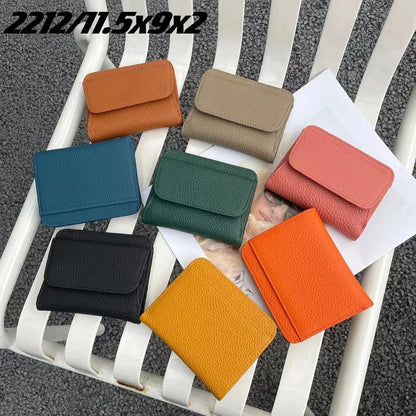 Portefeuille Femme Cuir Véritable Pliable Simple - Porte-Monnaie Multifonction Coin Bag Petit Money Bag