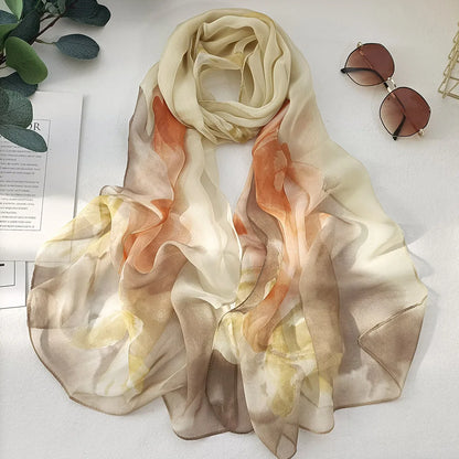 Foulard Écharpe Georgette Dégradé Rose Femme - Bandana Châle Été Protection Solaire Plage