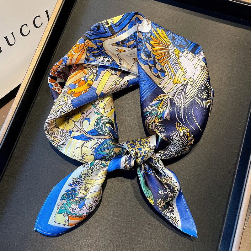 Foulard Carré Soie Naturelle 100% 65cm Femme - Bandana Headscarf Neckerchief Châle Luxe