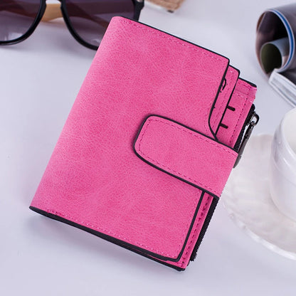 Portefeuille Femme Court Cuir PU Pliable Gris - Porte-Carte Porte-Monnaie Portable Lady Coin Purse