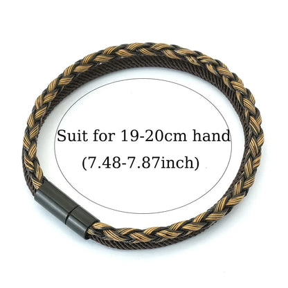 Bracelet en Cuir Tressé Fait Main pour Homme - Double Couche avec Charm en Cuivre