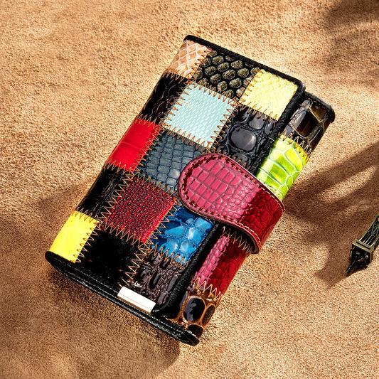 Sac à Main Pochette Femme Cuir - Portefeuille Court Clip Téléphone