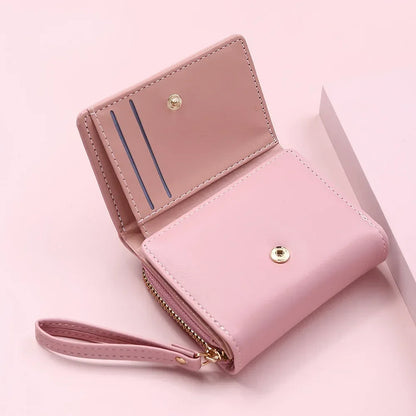 Portefeuille Femme Mignon Cœur Brodé Cuir PU - Trifold Multi-Cartes avec Porte-Monnaie