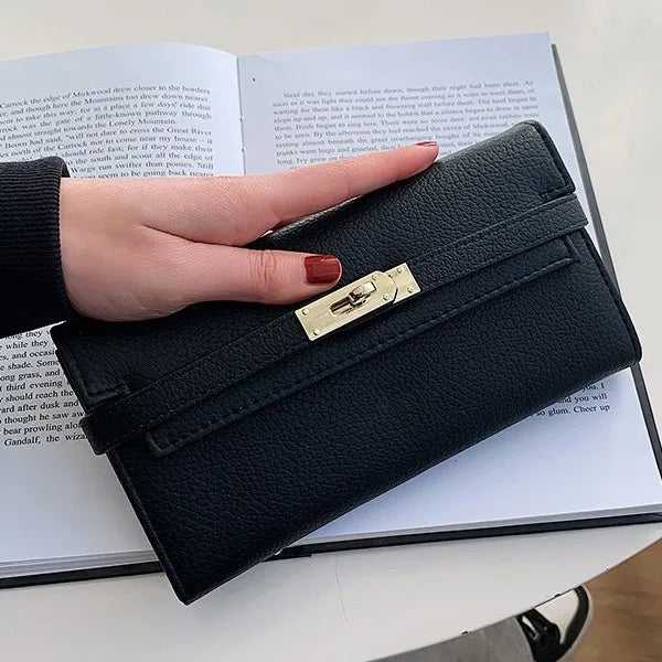 Portefeuille Femme Long Élégant Polyvalent - Clutch Bag Porte-Monnaie Niche Simple Haute Qualité
