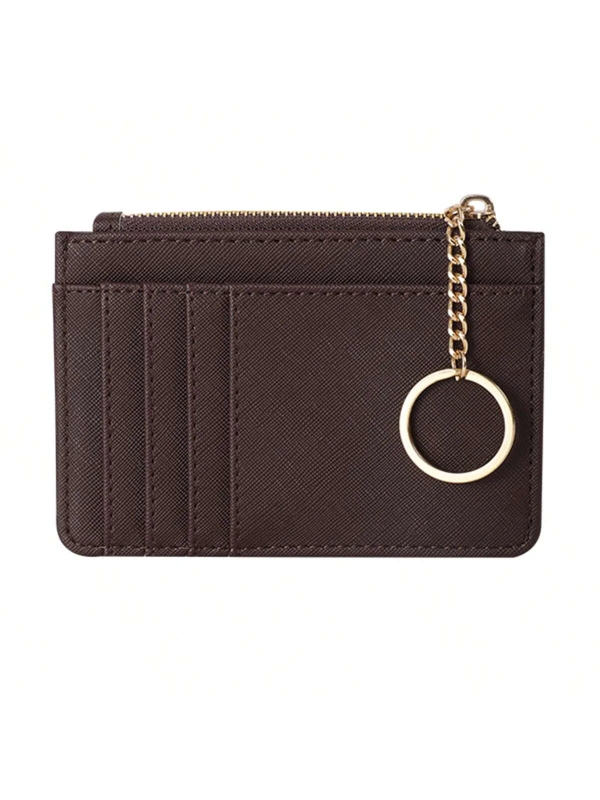 Portefeuille Femme Cuir PU Zippé Mini Porte-Clés - Porte-Monnaie Compact Multi-Emplacements Cartes Violet