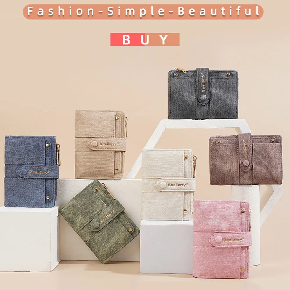 Portefeuille Femme Cuir PU - Porte-Carte Compact Zippé Grande Capacité pour Cartes Bancaires et Voyage