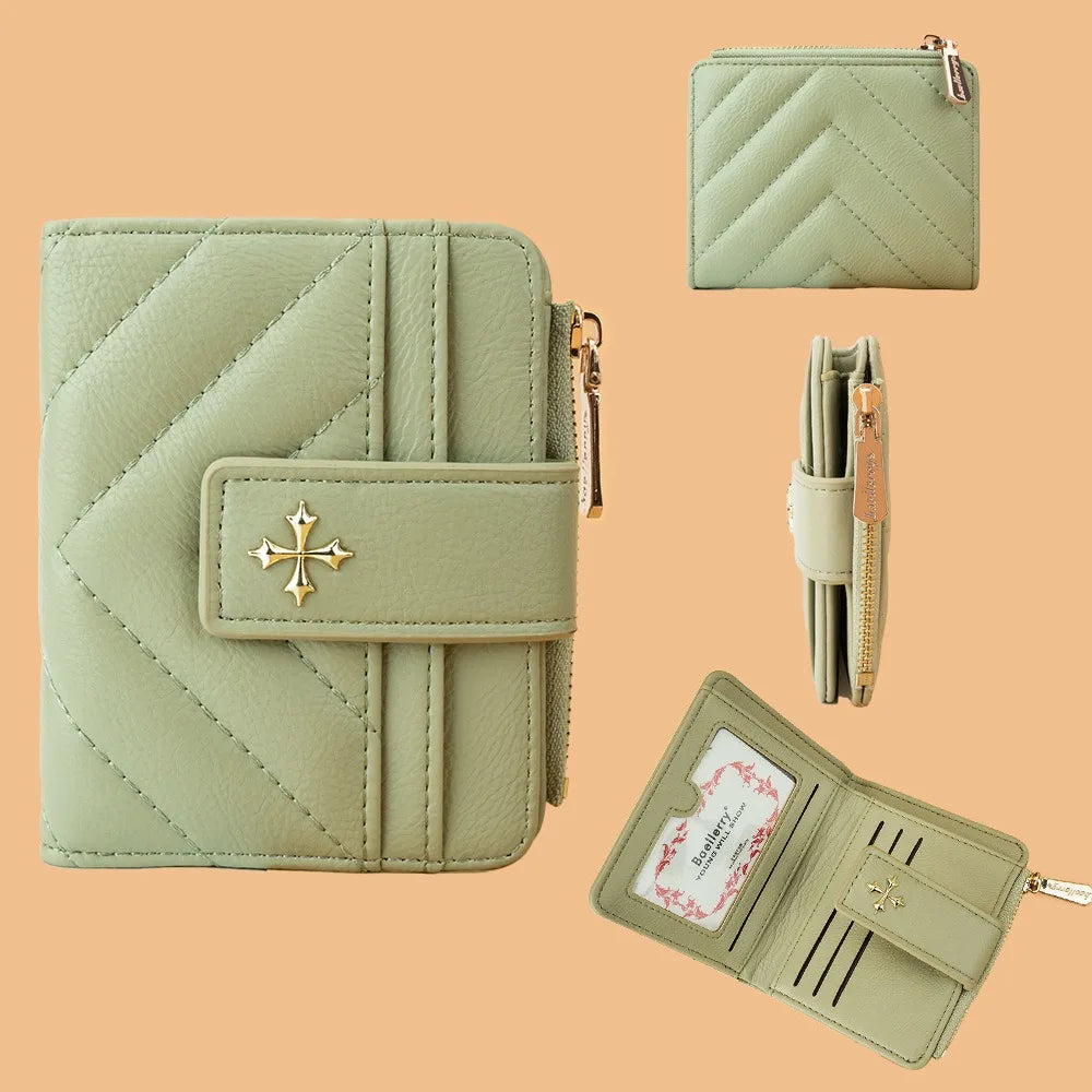 Portefeuille Femme Tri-Fold RFID Blocking - Porte-Cartes Court Motif Floral Baellerry