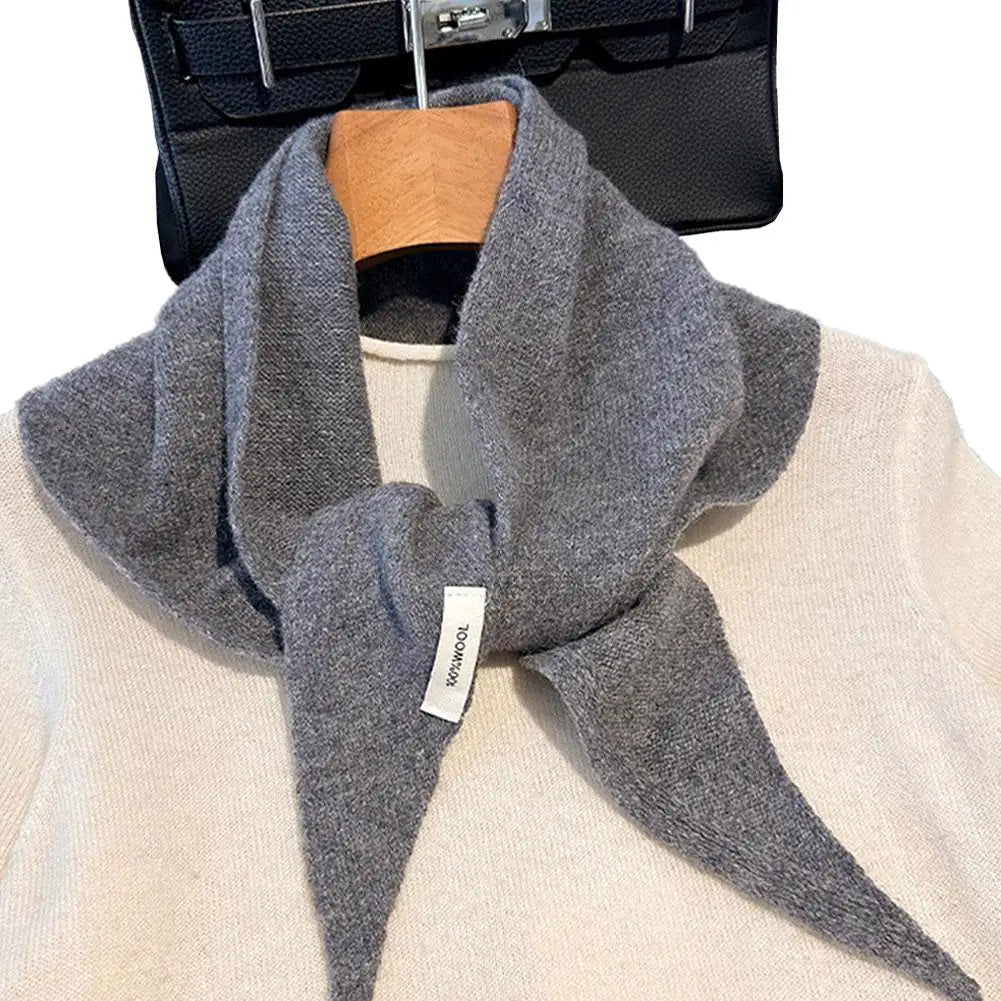 Foulard Triangle Laine 100% Niche Britannique Coréen - Écharpe Tricotée Multifonction Femme