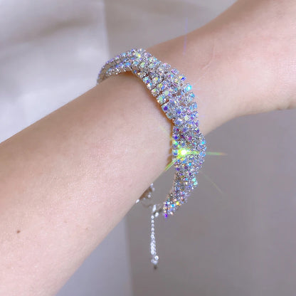 Bracelet Luxe Strass Colorés Ajustable – Charm Argenté Mariage