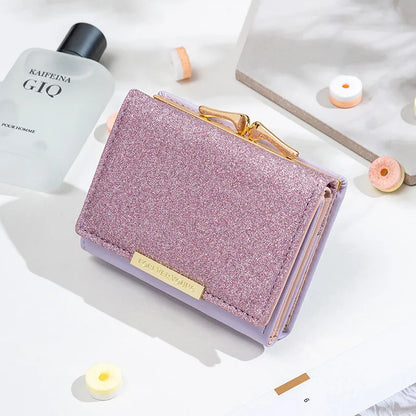 Portefeuille Femme Brillant Tri-Fold - Cartera Mujer Clutch Porte-Monnaie Simple