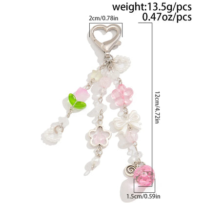 Porte-Clés Kawaii Perles Fraise Animé – Charm Sac Y2K Mignon
