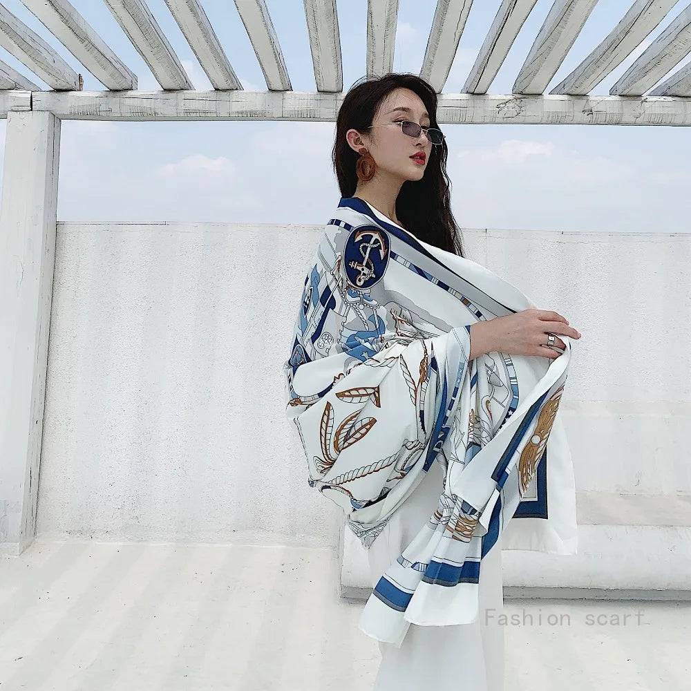 Foulard Plage Soie Protection Solaire - Châle Surdimensionné Été Femme