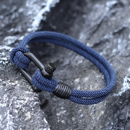 Bracelet en Corde Tressée Double Couche Fait Main - Style Milan 4mm pour Homme