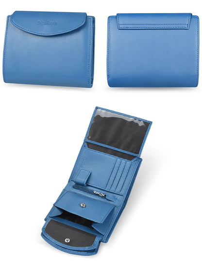 Portefeuille Femme Cuir Véritable - Porte-Monnaie Mini Clutch Porte-Cartes Bourgogne