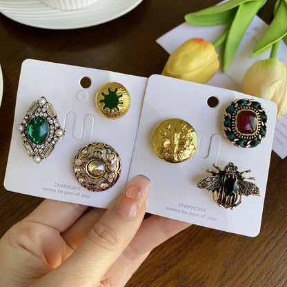 Set Broches Baroque Perles Vintage – Élégant Géométrique Unisexe