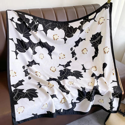 Foulard Carré Soie Twill Design Femme - Écharpe Hijab Bandana Châle Luxe Headband