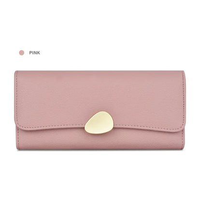 Portefeuille Femme Long Cuir Simple Fashion - Porte-Carte Crédit Porte-Chéquier Rouge Kaki Élégant