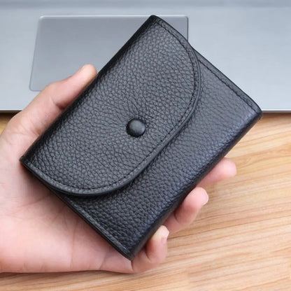 Portefeuille Femme Cuir PU Porte-Carte Compact - Petit Porte-Monnaie Clutch Portable Sac Fashion Noir