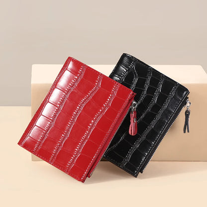 Portefeuille Femme Cuir Véritable Anti-RFID - Porte-Monnaie Compact avec Protection Carte Bancaire