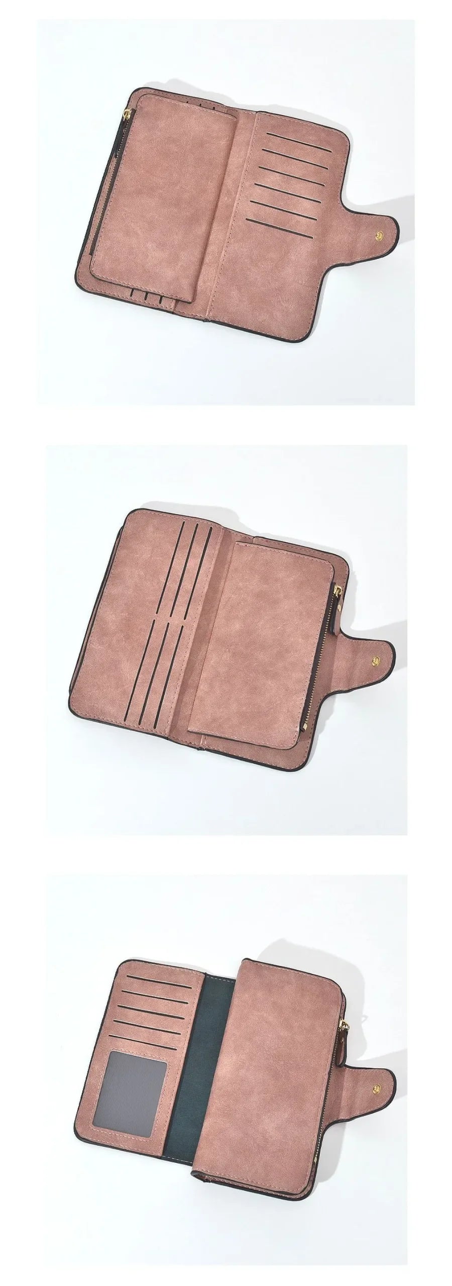 Portefeuille Femme Cuir Vintage Tri-Fold - Wallet Porte-Téléphone Coin Purse Carteira Feminina