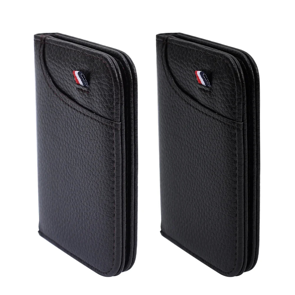 Portefeuille Homme Ultra-Mince Cuir PU - Mini Porte-Cartes Court Portable