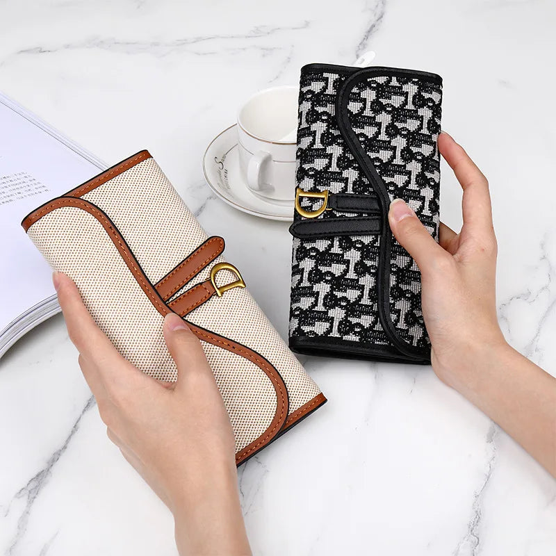 Portefeuille Femme Long Rétro Grande Capacité - Boucle D Multi-Cartes Trifold Sac Main Multifonction